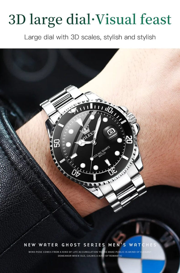Planet Gates 5885 Gold green / No OLEVS Top Original Men Quartz Watch Green Waterproof Watch for Men Stainless Steel Quartz Men Luxury Watch Luminous Wristwatch