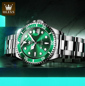 Planet Gates 5885 Gold green / No OLEVS Top Original Men Quartz Watch Green Waterproof Watch for Men Stainless Steel Quartz Men Luxury Watch Luminous Wristwatch