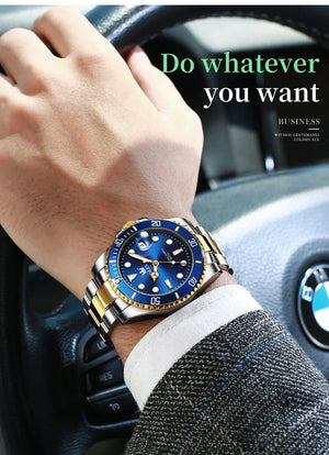 Planet Gates 5885 Gold green / No OLEVS Top Original Men Quartz Watch Green Waterproof Watch for Men Stainless Steel Quartz Men Luxury Watch Luminous Wristwatch