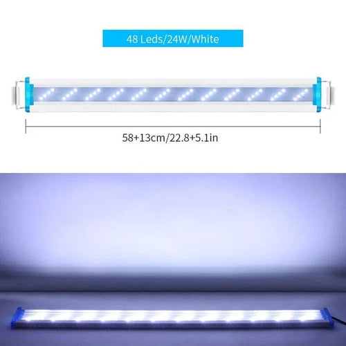 Planet Gates 58cm White / france Super Slim LED Aquarium ledlight RGB Aquatic Plant Light 18-58CM Extensible Clip for Fish Tank 90-260V Color Lights