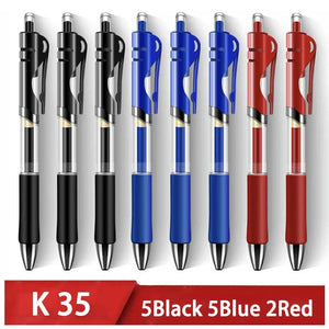 Planet Gates 5BK 5BU 2RD Retractable Gel Pen,Black, Red,Blue Ink Ballpoint for Writing,Office and School Supplies,Stationery,0.5mm Retractable,12 Pcs Box
