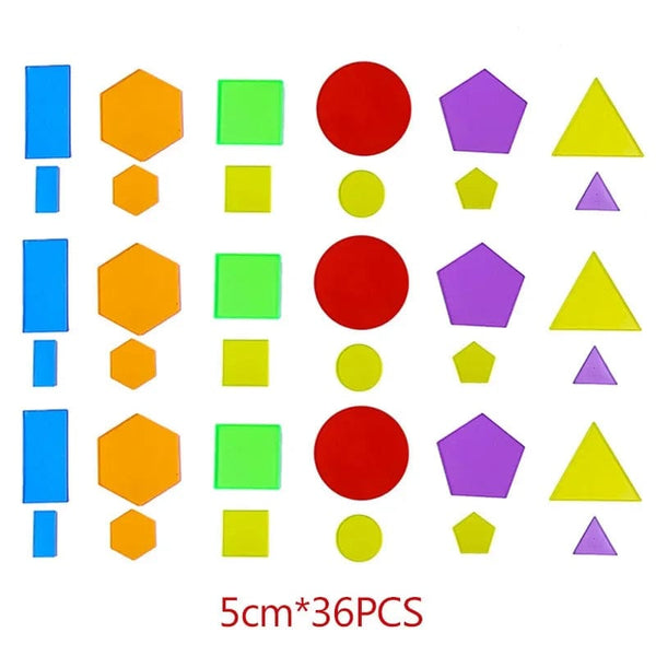 Planet Gates 5cm 36PCS Montessori Translucent Geometric Puzzle Kids Toys Rainbow Blocks DIY Thinking Game Sensory Education Learning Light Table Toys