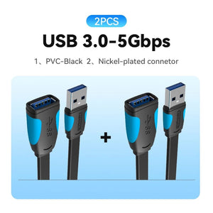 Planet Gates 5Gbps-2pcs 1 / 3m / CHINA Vention USB 3.0 Extension Cable USB 3.0 2.0 Cable Extender Data Cord for PC Smart TV Xbox One SSD Fast Speed USB Cable Extension