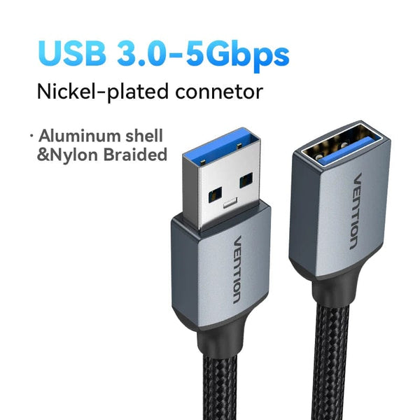 Planet Gates 5Gbps-Metal Grey / 3m / CHINA Vention USB 3.0 Extension Cable USB 3.0 2.0 Cable Extender Data Cord for PC Smart TV Xbox One SSD Fast Speed USB Cable Extension