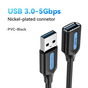 Planet Gates 5Gbps-Nickel Plated / 3m / CHINA Vention USB 3.0 Extension Cable USB 3.0 2.0 Cable Extender Data Cord for PC Smart TV Xbox One SSD Fast Speed USB Cable Extension