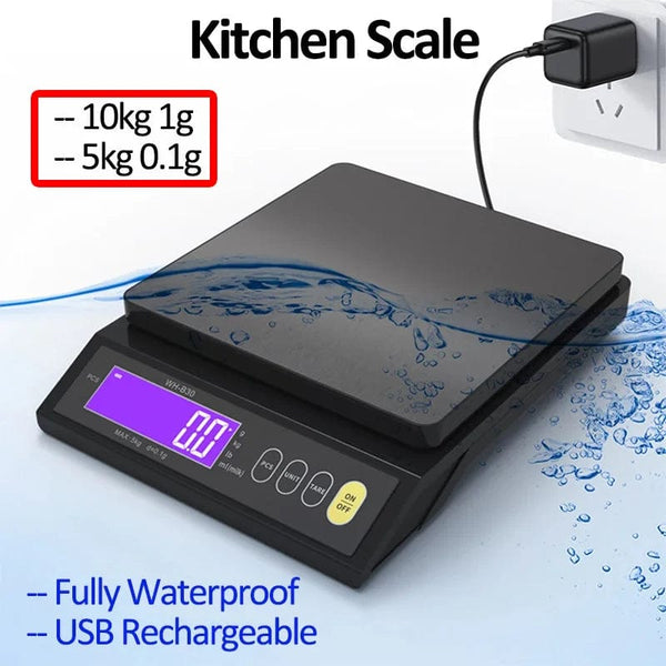 Planet Gates 5kg/0.1g 10kg/1g Digital Electronic Kitchen Scale LCD Display Fully Waterproof Stainless Steel Measuring Weighing Baking Tool