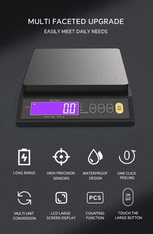 Planet Gates 5kg/0.1g 10kg/1g Digital Electronic Kitchen Scale LCD Display Fully Waterproof Stainless Steel Measuring Weighing Baking Tool