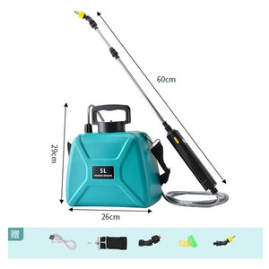 Planet Gates 5L Electric Green Shoulder Style Electric Sprayer 5L Watering Can With Spray Gun Automatic Garden Plant Mister USB Rechargeable Irrigation Tool