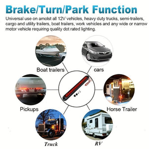 Planet Gates 5LED High Position Brake Light Bar 1pc 25CM 15 LED Red Sealed Trailer Truck RV Stop Tail Rear Brake Turn Light Bar
