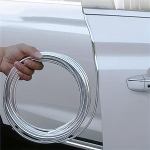 Planet Gates 5m/196.85in Car Door Chrome Molding Decorative Strip Edge Scratches Rear Bumper Protector Cover With Rolled Decorative Strip To Prevent Scratches