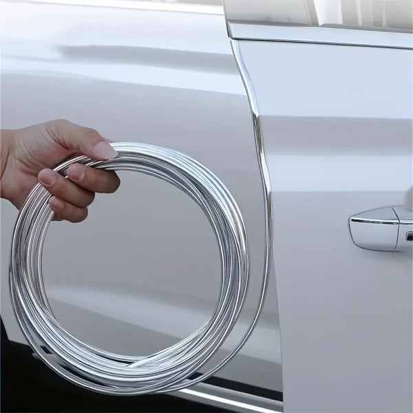 Planet Gates 5m/196.85in Car Door Chrome Molding Decorative Strip Edge Scratches Rear Bumper Protector Cover With Rolled Decorative Strip To Prevent Scratches