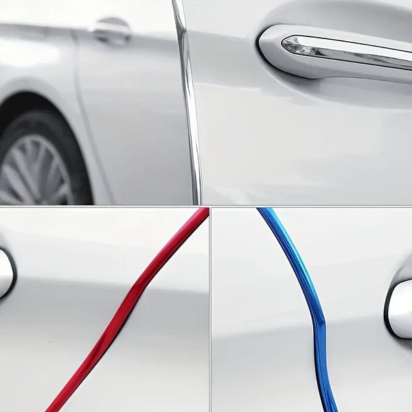Planet Gates 5m/196.85in Car Door Chrome Molding Decorative Strip Edge Scratches Rear Bumper Protector Cover With Rolled Decorative Strip To Prevent Scratches