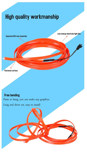 Planet Gates 5m Car Interior Atmosphere Lighting LED Strip 5V DIY Flexible EL Neon Cold Light Line Tube With USB Auto Decoration Ambient Lamp