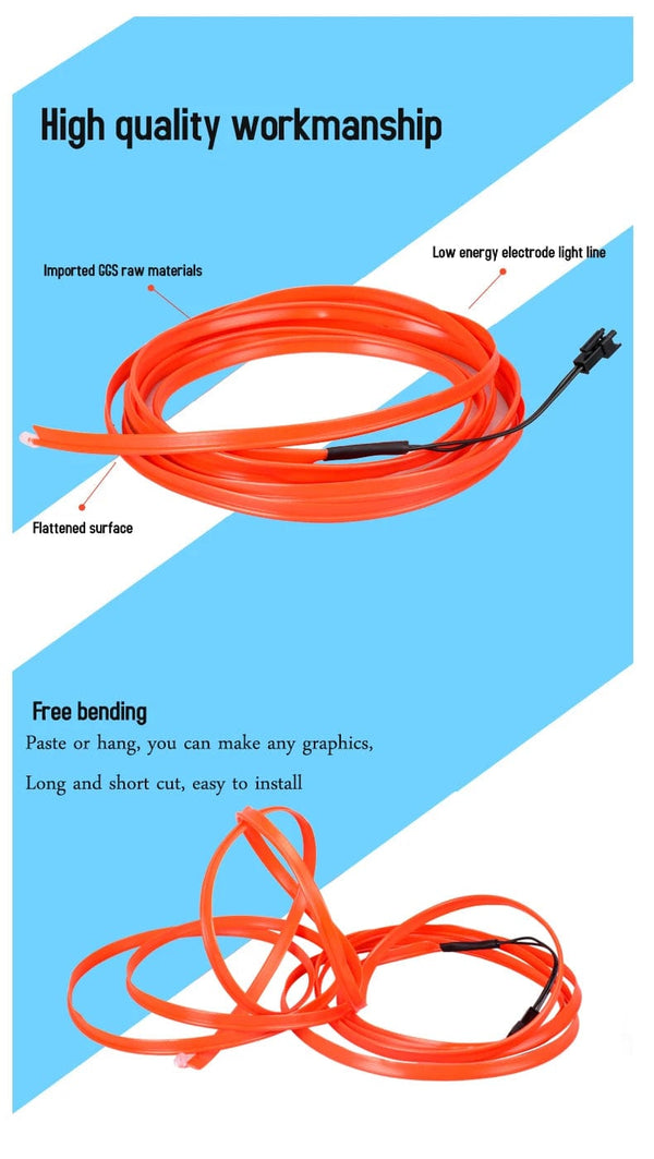 Planet Gates 5m Car Interior Atmosphere Lighting LED Strip 5V DIY Flexible EL Neon Cold Light Line Tube With USB Auto Decoration Ambient Lamp