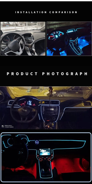 Planet Gates 5m Car Interior Atmosphere Lighting LED Strip 5V DIY Flexible EL Neon Cold Light Line Tube With USB Auto Decoration Ambient Lamp