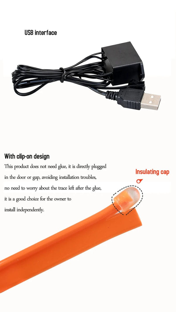 Planet Gates 5m Car Interior Atmosphere Lighting LED Strip 5V DIY Flexible EL Neon Cold Light Line Tube With USB Auto Decoration Ambient Lamp