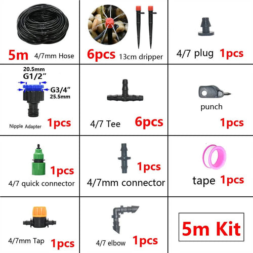 Planet Gates 5M DIY Drip Irrigation System Automatic Watering Kit Irrigation Timer Garden Hose Adjustable Dripper Garden Tool Set