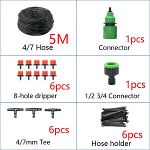 Planet Gates 5M Kit DIY Drip Irrigation System Automatic Watering Garden Hose Micro Drip Watering Kits with Adjustable Drippers Gardening Tool Kit
