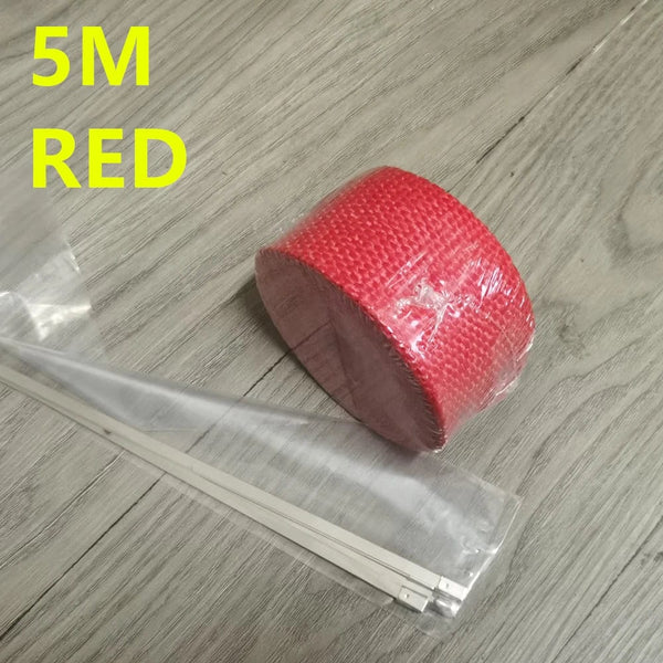 Planet Gates 5M red Vintage Motorcycle 5cm*5/10/15M Motorcycle Exhaust Pipe Header Heat Wrap Resistant Wrap Tape Fiberglass Heat Shield Motocross