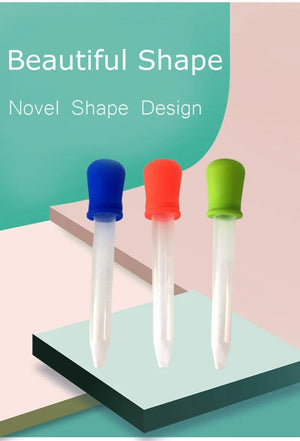 Planet Gates 5ML Clear Silicone Pipette Plastic Baby Medicine Dropper Spoon Pipette Liquid Food Dropper Burette 10 Colors