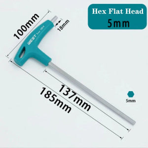 Planet Gates 5mm Allen Key Hex Wrench Cr-v Alloy Flat Head Hexagon Universal Screwdriver Hand tool Universal Quick Snap Adapter T-Handle Spanner