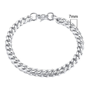 Planet Gates 5mmSilver / 21cm Vnox Wolesale 3-11mm Chunky Miami Curb Chain Bracelet for Men, Stainless Steel Cuban Link Chain Wristband Classic Punk Heavy