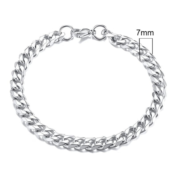 Planet Gates 5mmSilver / 21cm Vnox Wolesale 3-11mm Chunky Miami Curb Chain Bracelet for Men, Stainless Steel Cuban Link Chain Wristband Classic Punk Heavy