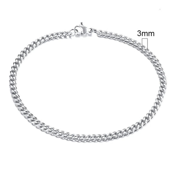 Planet Gates 5mmSilver / 21cm Vnox Wolesale 3-11mm Chunky Miami Curb Chain Bracelet for Men, Stainless Steel Cuban Link Chain Wristband Classic Punk Heavy