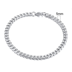 Planet Gates 5mmSilver / 21cm Vnox Wolesale 3-11mm Chunky Miami Curb Chain Bracelet for Men, Stainless Steel Cuban Link Chain Wristband Classic Punk Heavy