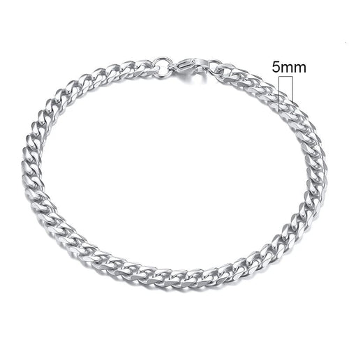 Planet Gates 5mmSilver / 21cm Vnox Wolesale 3-11mm Chunky Miami Curb Chain Bracelet for Men, Stainless Steel Cuban Link Chain Wristband Classic Punk Heavy