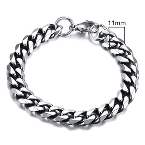 Planet Gates 5mmSilver / 21cm Vnox Wolesale 3-11mm Chunky Miami Curb Chain Bracelet for Men, Stainless Steel Cuban Link Chain Wristband Classic Punk Heavy