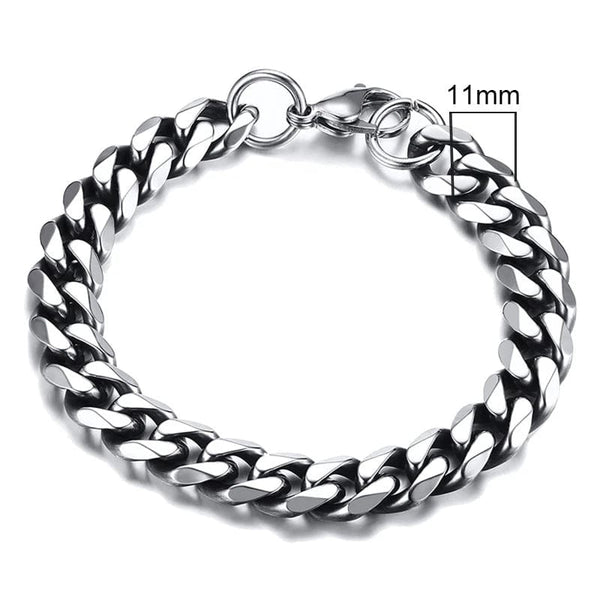 Planet Gates 5mmSilver / 21cm Vnox Wolesale 3-11mm Chunky Miami Curb Chain Bracelet for Men, Stainless Steel Cuban Link Chain Wristband Classic Punk Heavy