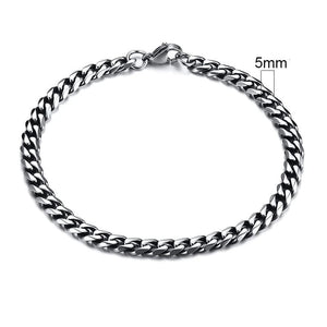 Planet Gates 5mmSilver / 21cm Vnox Wolesale 3-11mm Chunky Miami Curb Chain Bracelet for Men, Stainless Steel Cuban Link Chain Wristband Classic Punk Heavy
