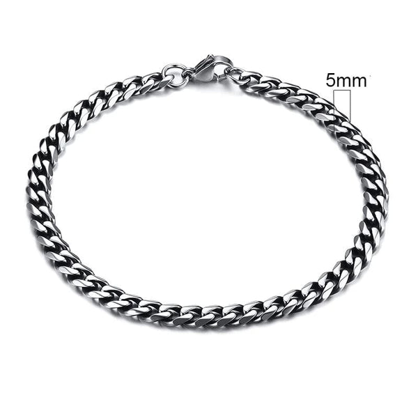 Planet Gates 5mmSilver / 21cm Vnox Wolesale 3-11mm Chunky Miami Curb Chain Bracelet for Men, Stainless Steel Cuban Link Chain Wristband Classic Punk Heavy