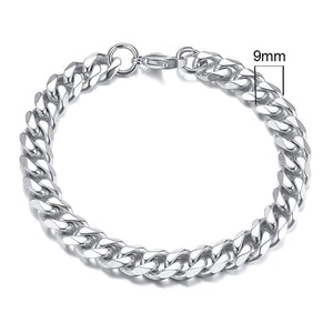 Planet Gates 5mmSilver / 21cm Vnox Wolesale 3-11mm Chunky Miami Curb Chain Bracelet for Men, Stainless Steel Cuban Link Chain Wristband Classic Punk Heavy