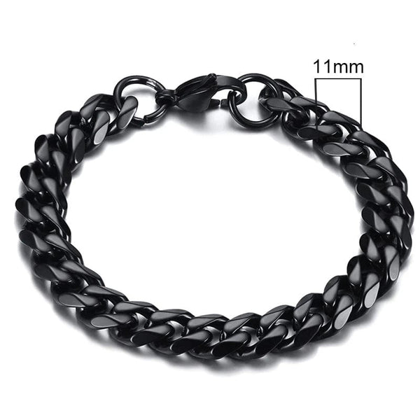 Planet Gates 5mmSilver / 21cm Vnox Wolesale 3-11mm Chunky Miami Curb Chain Bracelet for Men, Stainless Steel Cuban Link Chain Wristband Classic Punk Heavy