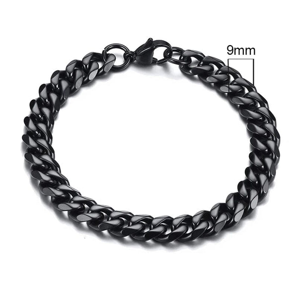 Planet Gates 5mmSilver / 21cm Vnox Wolesale 3-11mm Chunky Miami Curb Chain Bracelet for Men, Stainless Steel Cuban Link Chain Wristband Classic Punk Heavy