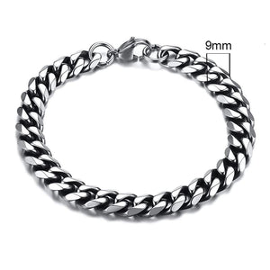 Planet Gates 5mmSilver / 21cm Vnox Wolesale 3-11mm Chunky Miami Curb Chain Bracelet for Men, Stainless Steel Cuban Link Chain Wristband Classic Punk Heavy