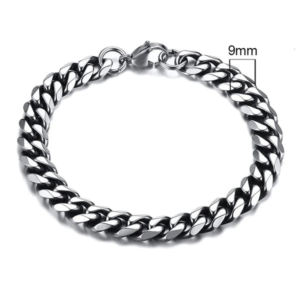 Planet Gates 5mmSilver / 21cm Vnox Wolesale 3-11mm Chunky Miami Curb Chain Bracelet for Men, Stainless Steel Cuban Link Chain Wristband Classic Punk Heavy