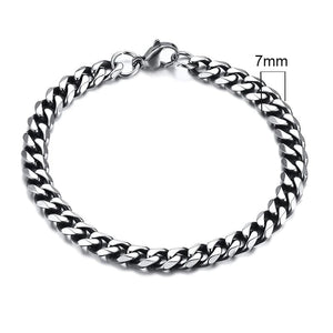 Planet Gates 5mmSilver / 21cm Vnox Wolesale 3-11mm Chunky Miami Curb Chain Bracelet for Men, Stainless Steel Cuban Link Chain Wristband Classic Punk Heavy