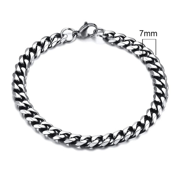 Planet Gates 5mmSilver / 21cm Vnox Wolesale 3-11mm Chunky Miami Curb Chain Bracelet for Men, Stainless Steel Cuban Link Chain Wristband Classic Punk Heavy