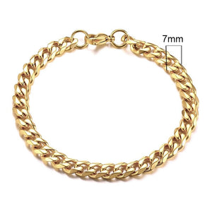Planet Gates 5mmSilver / 21cm Vnox Wolesale 3-11mm Chunky Miami Curb Chain Bracelet for Men, Stainless Steel Cuban Link Chain Wristband Classic Punk Heavy