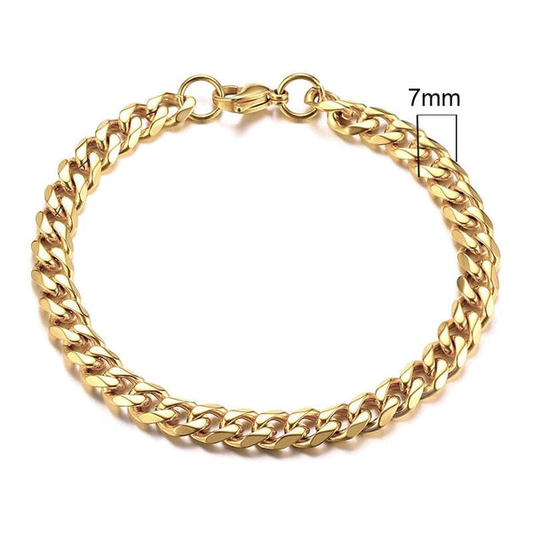 Planet Gates 5mmSilver / 21cm Vnox Wolesale 3-11mm Chunky Miami Curb Chain Bracelet for Men, Stainless Steel Cuban Link Chain Wristband Classic Punk Heavy