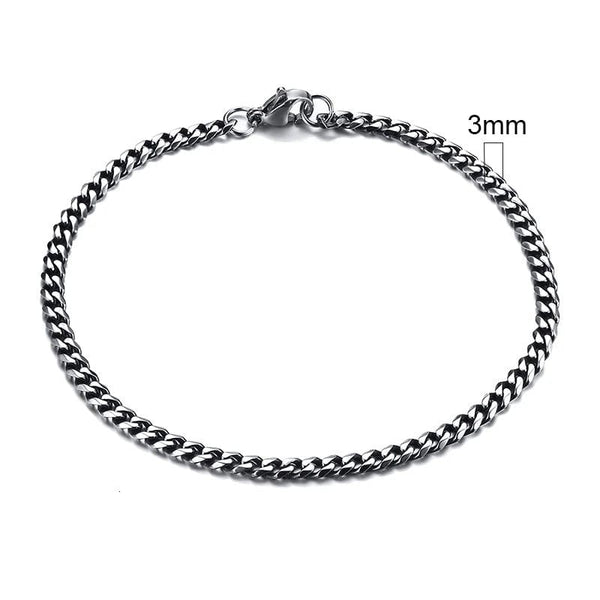 Planet Gates 5mmSilver / 21cm Vnox Wolesale 3-11mm Chunky Miami Curb Chain Bracelet for Men, Stainless Steel Cuban Link Chain Wristband Classic Punk Heavy