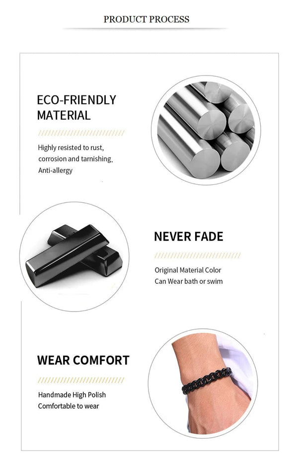 Planet Gates 5mmSilver / 21cm Vnox Wolesale 3-11mm Chunky Miami Curb Chain Bracelet for Men, Stainless Steel Cuban Link Chain Wristband Classic Punk Heavy