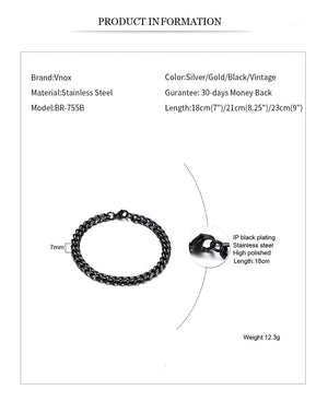 Planet Gates 5mmSilver / 21cm Vnox Wolesale 3-11mm Chunky Miami Curb Chain Bracelet for Men, Stainless Steel Cuban Link Chain Wristband Classic Punk Heavy