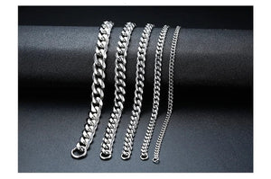 Planet Gates 5mmSilver / 21cm Vnox Wolesale 3-11mm Chunky Miami Curb Chain Bracelet for Men, Stainless Steel Cuban Link Chain Wristband Classic Punk Heavy