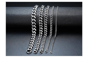 Planet Gates 5mmSilver / 21cm Vnox Wolesale 3-11mm Chunky Miami Curb Chain Bracelet for Men, Stainless Steel Cuban Link Chain Wristband Classic Punk Heavy