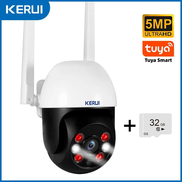 Planet Gates 5MP and 32GB Card / UK Plug / Russian Federation KERUI 5MP 8MP 4K PTZ WiFi IP Wireless Camera Tuya Smart Outdoor Home Security Dual Lens 10MP 5K Camera CCTV Video Surveillance