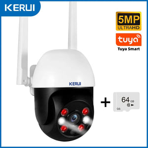 Planet Gates 5MP and 64GB Card / UK Plug / Russian Federation KERUI 5MP 8MP 4K PTZ WiFi IP Wireless Camera Tuya Smart Outdoor Home Security Dual Lens 10MP 5K Camera CCTV Video Surveillance